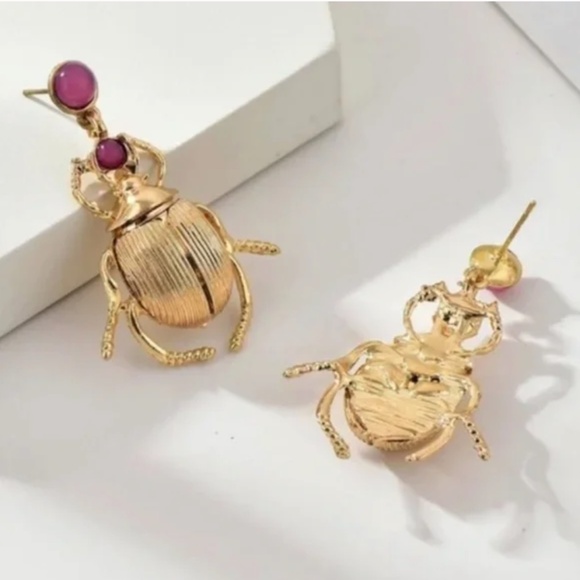 ❤️ FREE Bug Insect Beetle Artsy Science Chic Glam Hipster Hippie Drop Earrings - Picture 3 of 4
